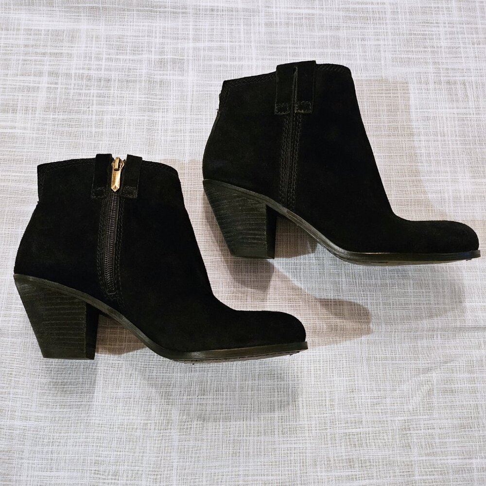 SAM EDELMAN Black Leather Suede Laredo Booties Size 7.5 - Picture 5 of 7